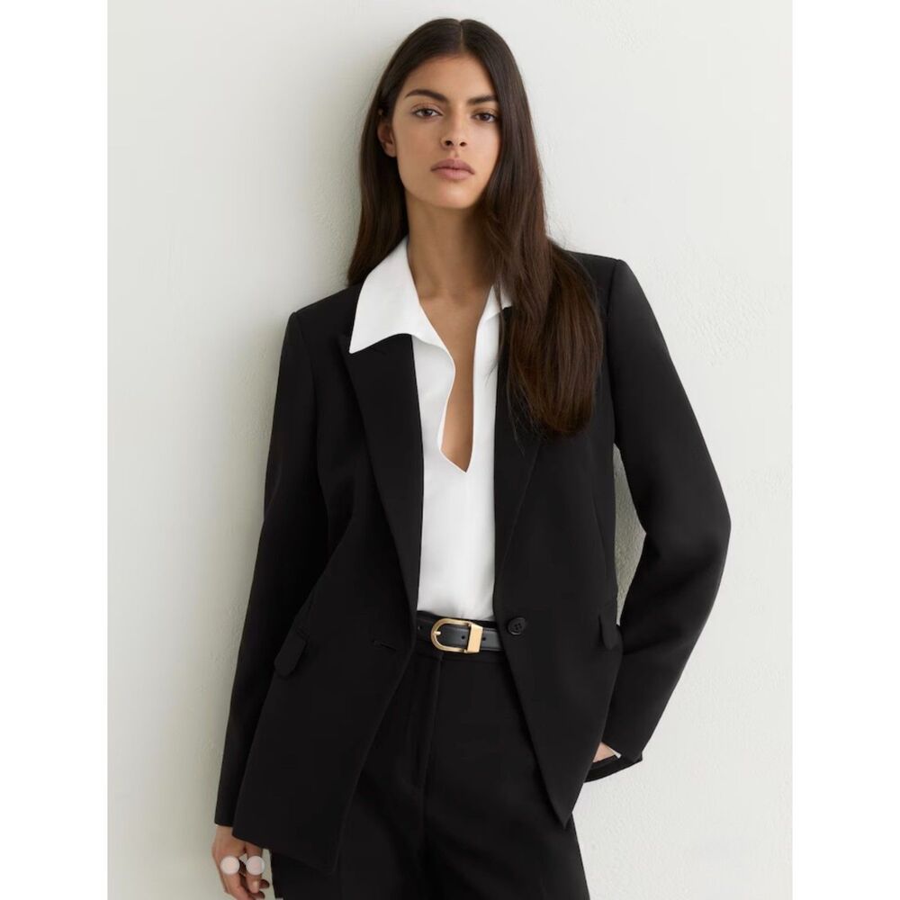 REISS Gabi Tailored Single Breasted Suit Blazer in Black, Sz 10